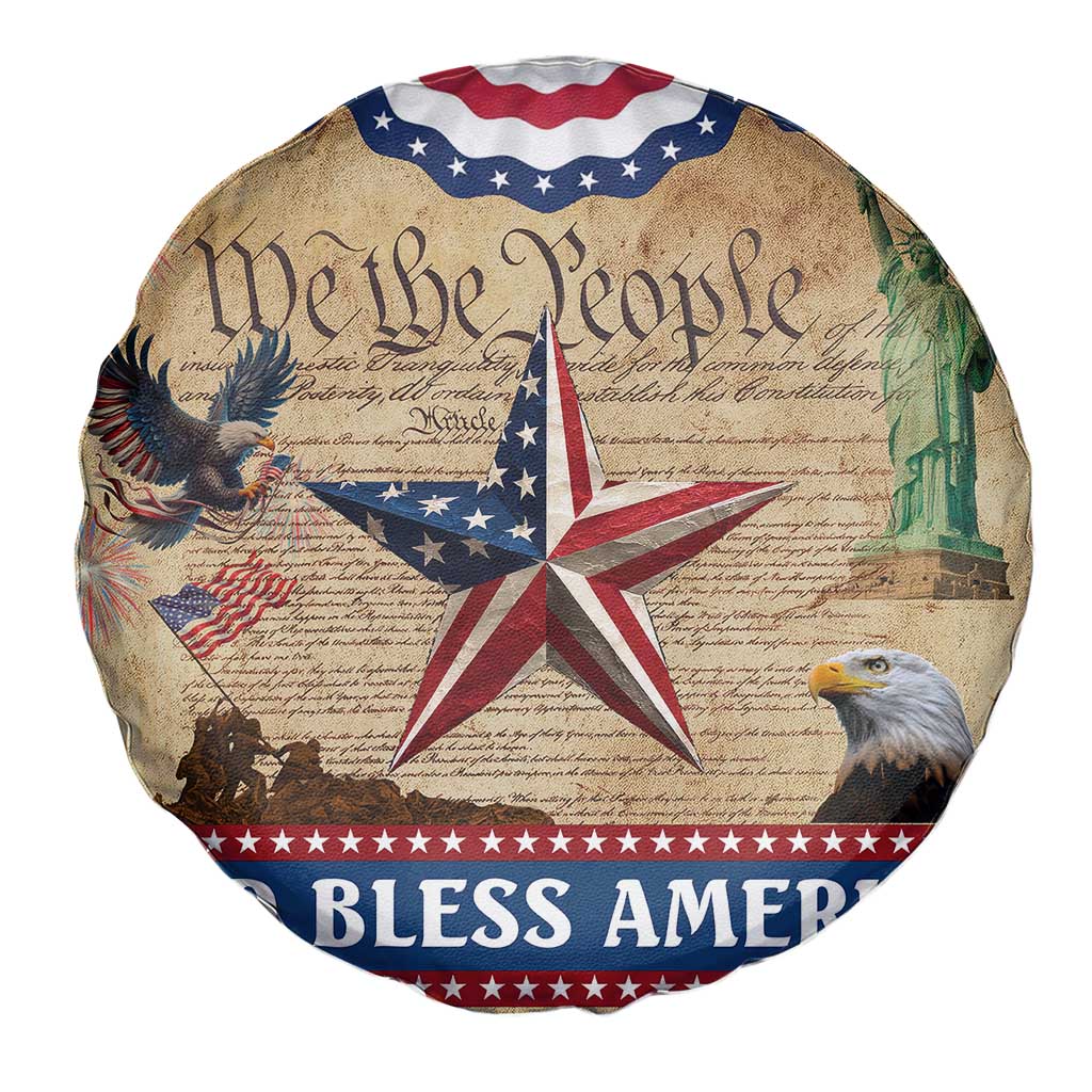 God Bless America Patriotic Eagle Spare Tire Cover Vintage We The People Constitution Independence Day Freedom Tribute