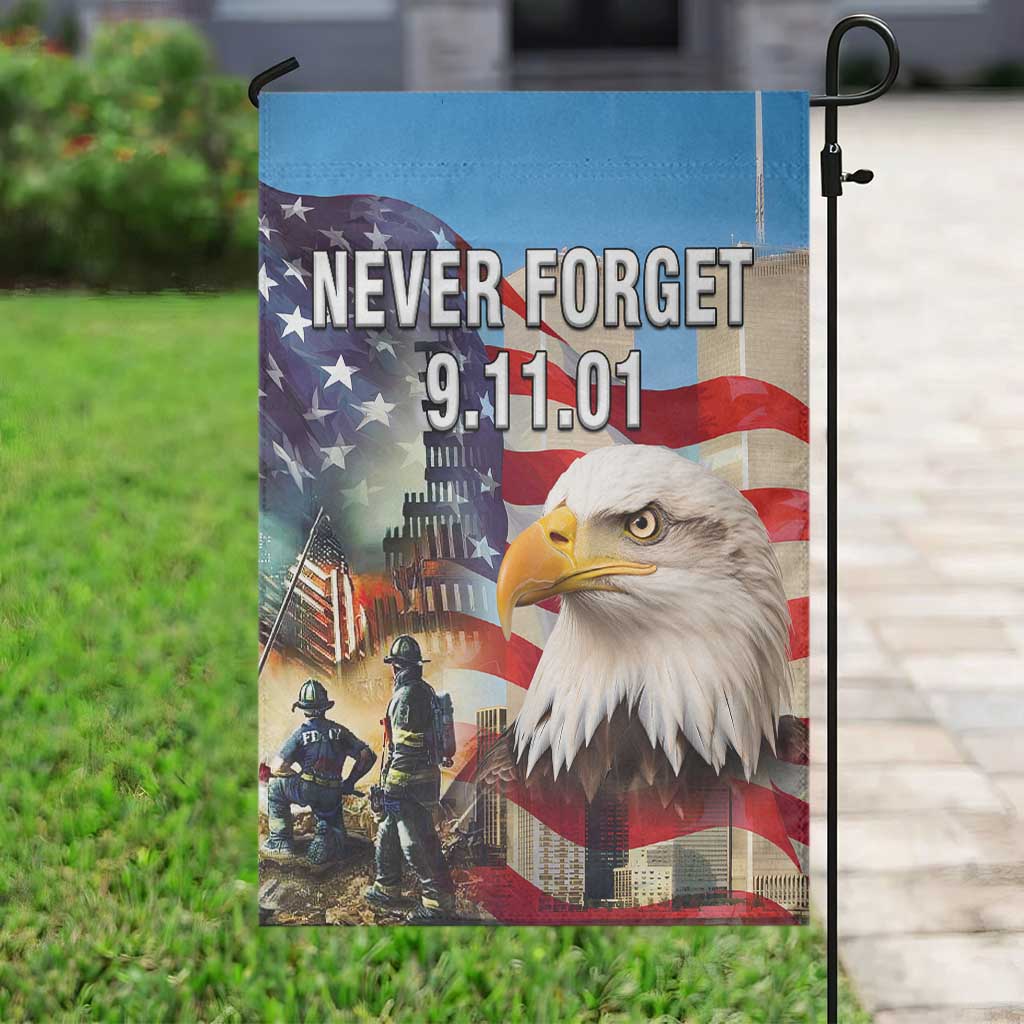 Never Forget 911 Patriotic Memorial Garden Flag American Flag Bald Eagle First Responder Tribute