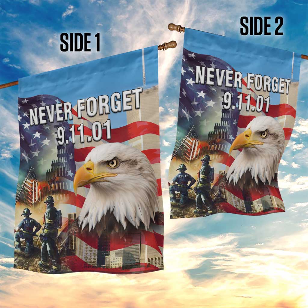 Never Forget 911 Patriotic Memorial Garden Flag American Flag Bald Eagle First Responder Tribute