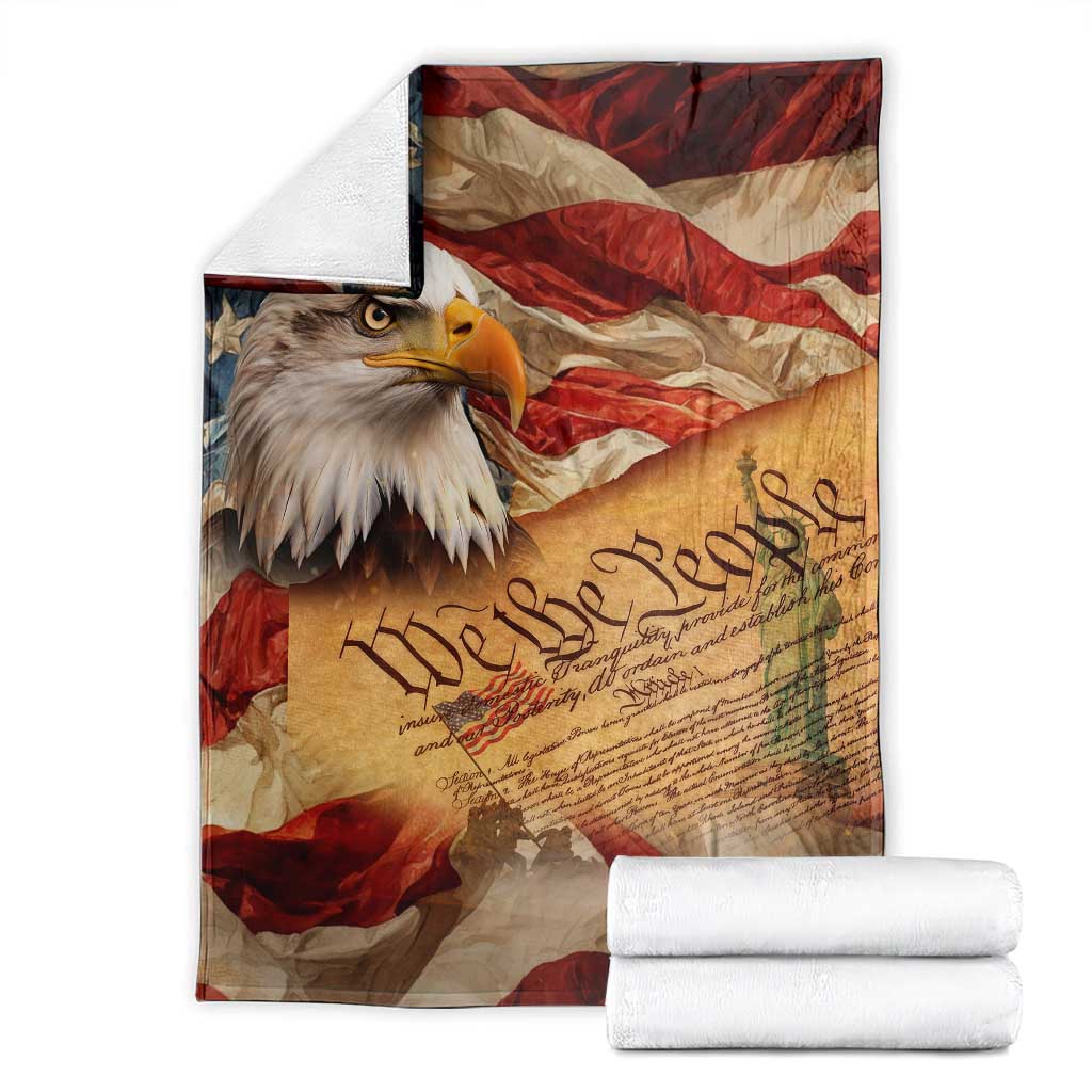We The People Patriotic Eagle American Flag Throw Blanket Liberty Freedom USA Pride Tribute 4th of July Independence Celebration