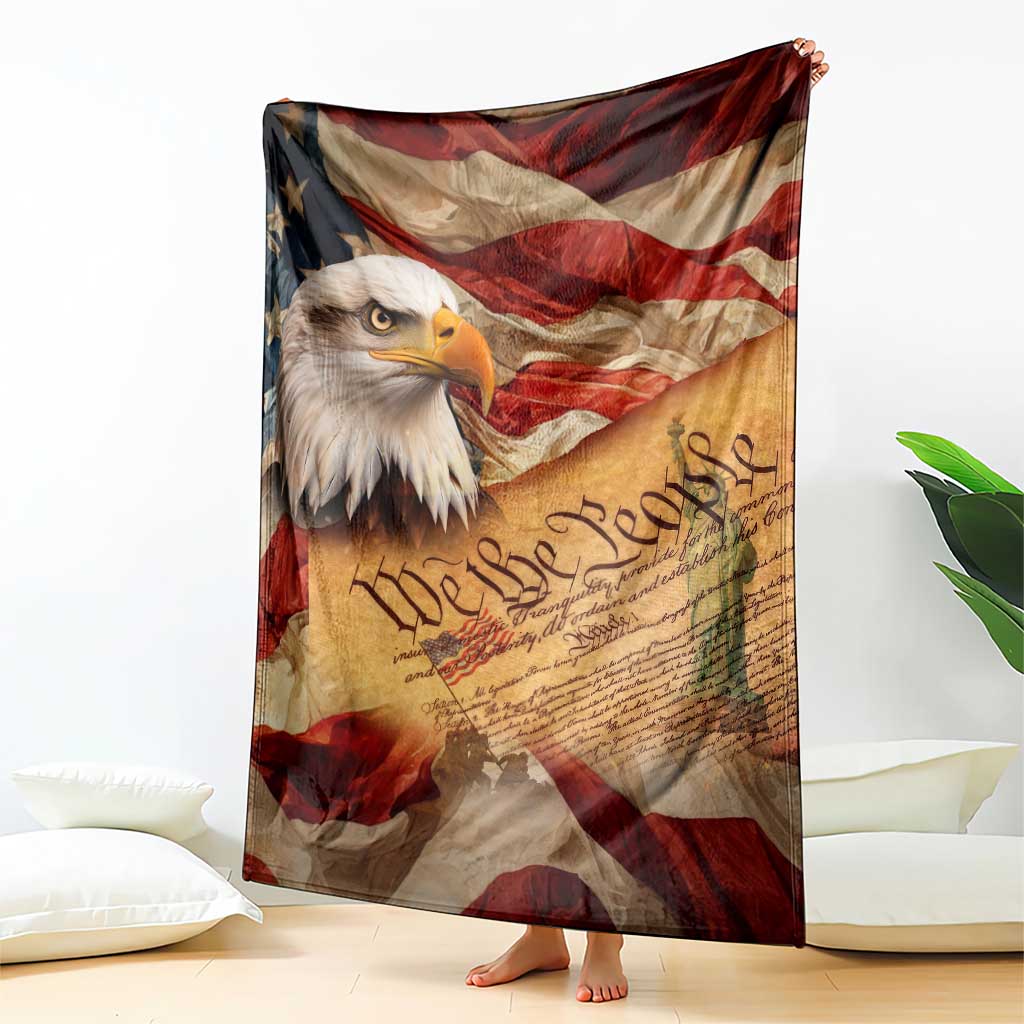 We The People Patriotic Eagle American Flag Throw Blanket Liberty Freedom USA Pride Tribute 4th of July Independence Celebration