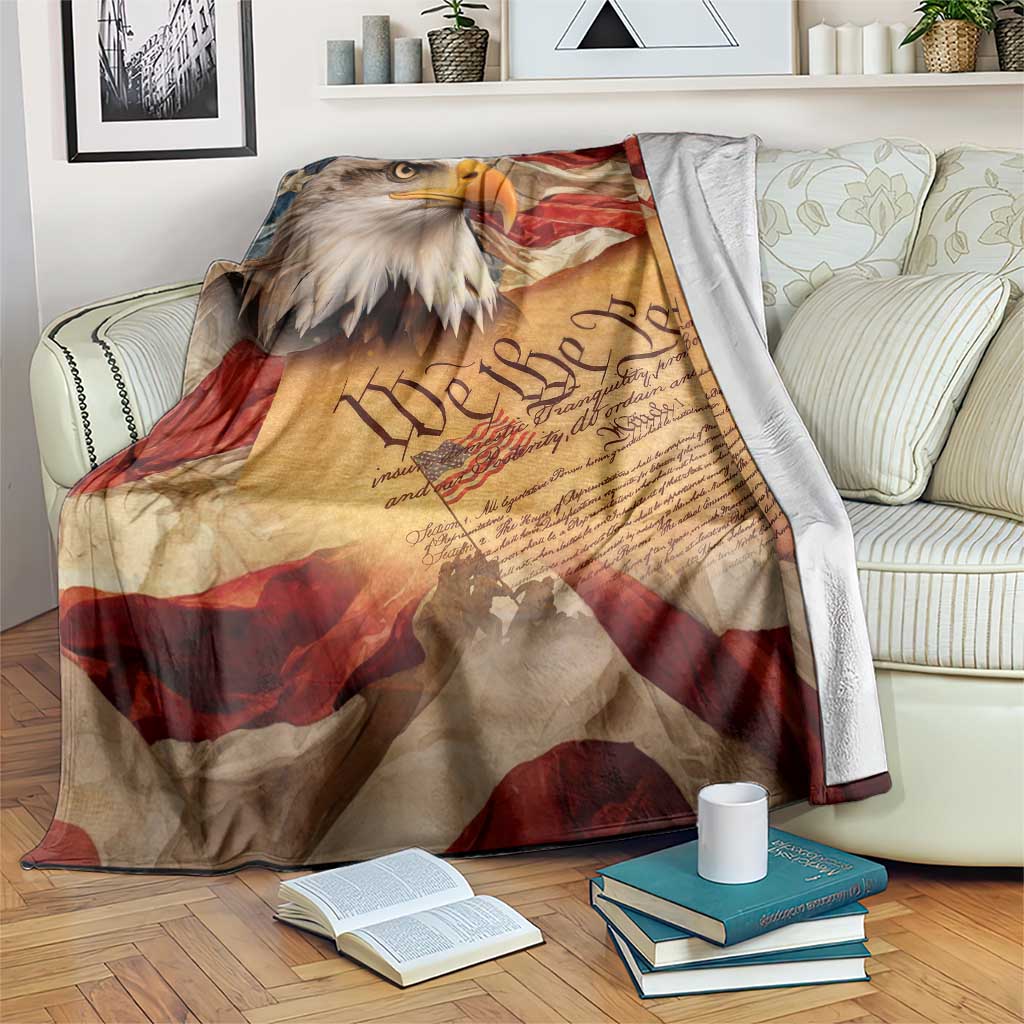 We The People Patriotic Eagle American Flag Throw Blanket Liberty Freedom USA Pride Tribute 4th of July Independence Celebration