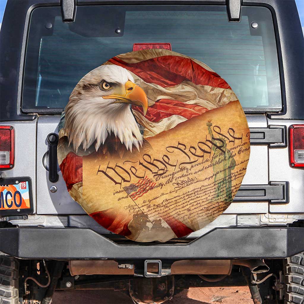 We The People Patriotic Eagle American Flag Spare Tire Cover Liberty Freedom USA Pride Tribute 4th of July Independence Celebration