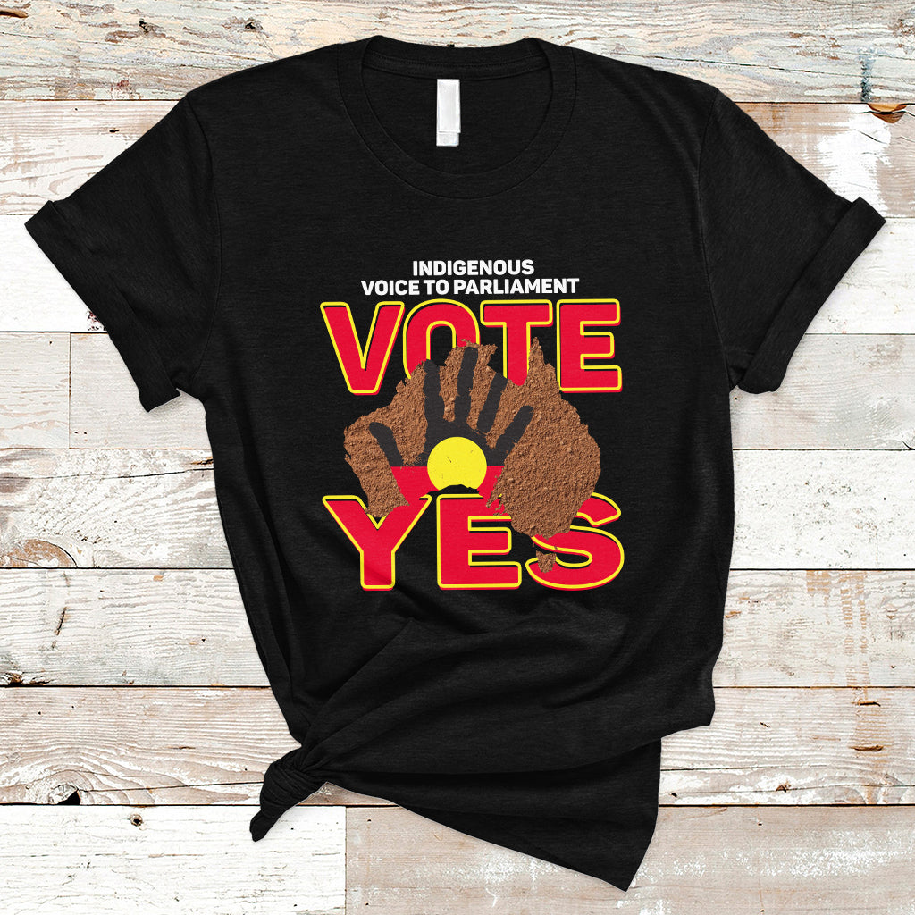 Australia Indigenous T Shirt Aboriginal Flag Vote Yes Urulu Statement - Wonder Print Shop