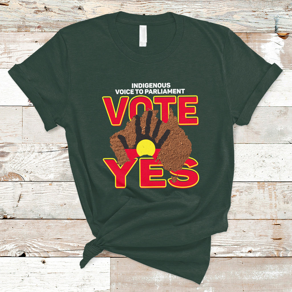 Australia Indigenous T Shirt Aboriginal Flag Vote Yes Urulu Statement - Wonder Print Shop