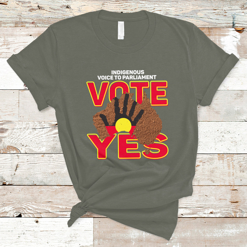 Australia Indigenous T Shirt Aboriginal Flag Vote Yes Urulu Statement - Wonder Print Shop