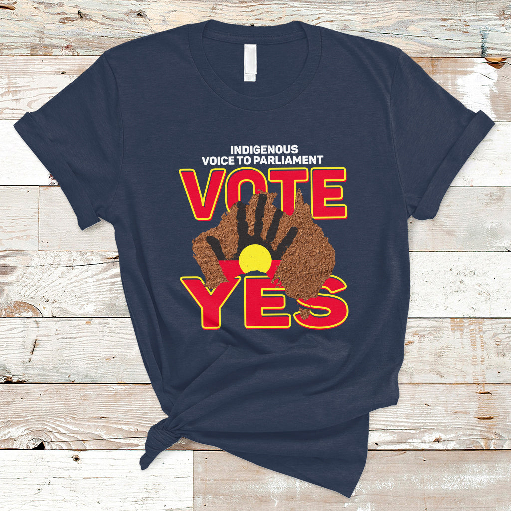 Australia Indigenous T Shirt Aboriginal Flag Vote Yes Urulu Statement - Wonder Print Shop