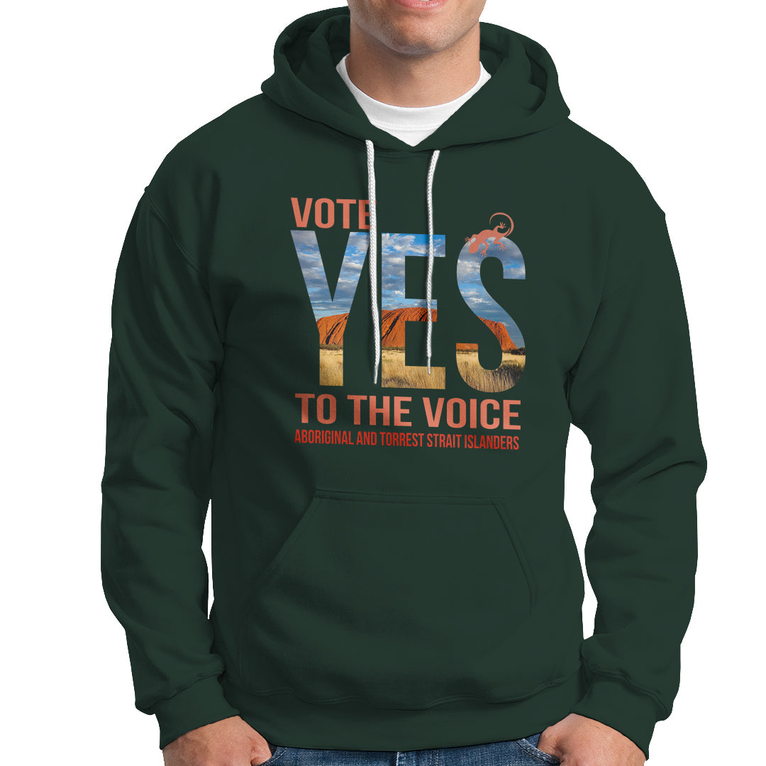 Australia Indigenous Hoodie Vote Yes To The Voice Aboriginal And Torres Strait Islanders - Wonder Print Shop