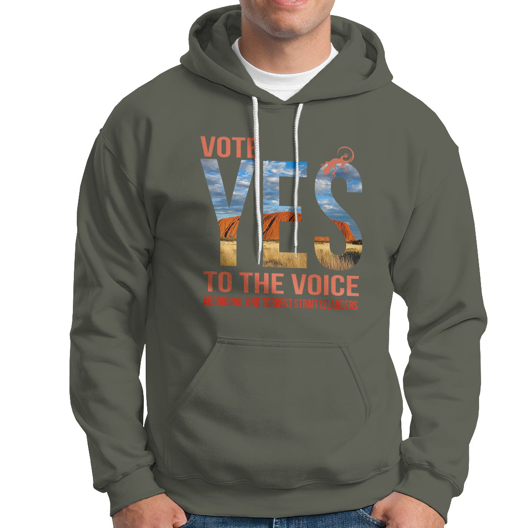 Australia Indigenous Hoodie Vote Yes To The Voice Aboriginal And Torres Strait Islanders - Wonder Print Shop