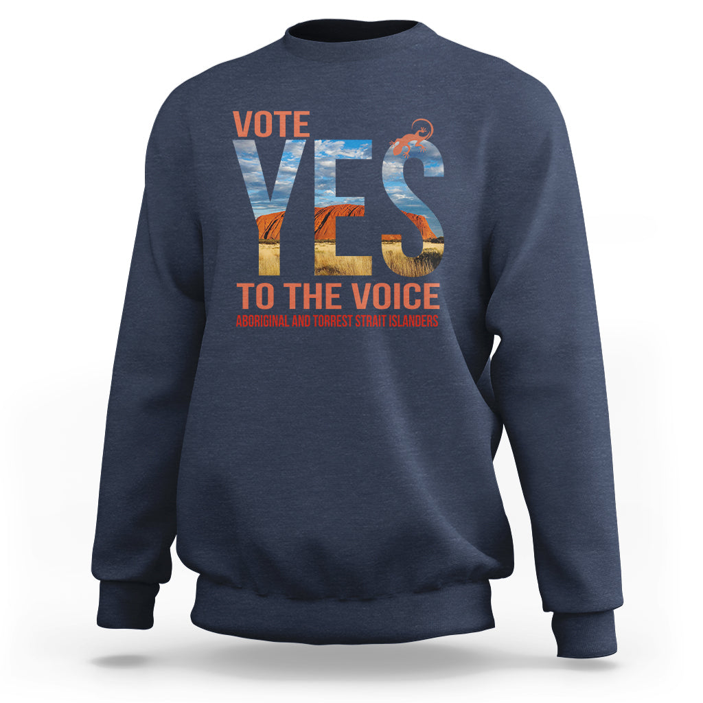 Australia Indigenous Sweatshirt Vote Yes To The Voice Aboriginal And Torres Strait Islanders - Wonder Print Shop