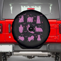 Breast Cancer Black Cat Spare Tire Cover Funny Ghost in Pink Support Squad