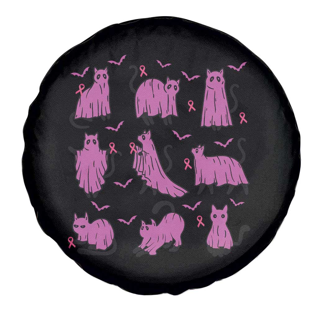 Breast Cancer Black Cat Spare Tire Cover Funny Ghost in Pink Support Squad