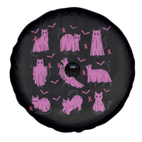 Breast Cancer Black Cat Spare Tire Cover Funny Ghost in Pink Support Squad