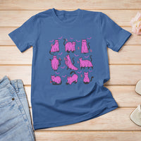 Breast Cancer Cat T Shirt Funny Ghost Black Cat Pink Ribbon Support Breast Cancer Warrior - Wonder Print Shop