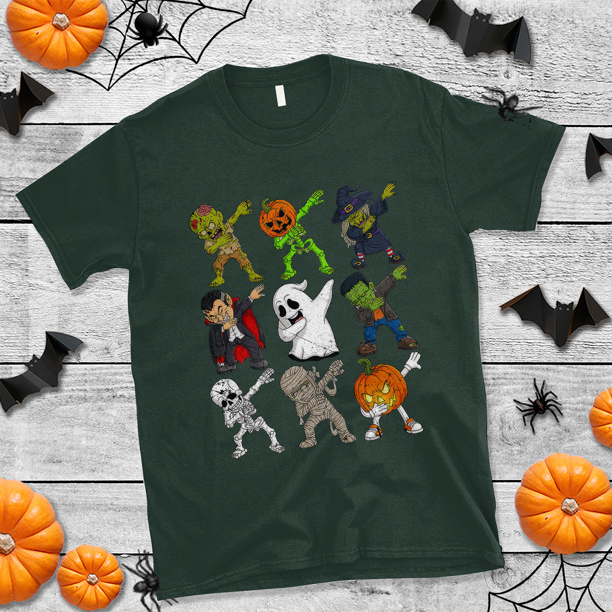 Halloween Costume T Shirt Spooky Dabbing Skeleton Zombie Scary Pumpkin - Wonder Print Shop