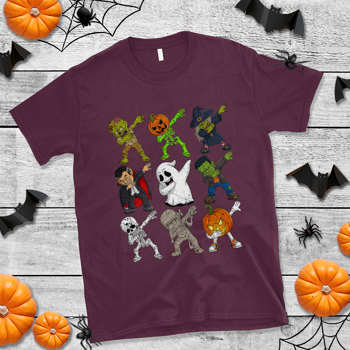 Halloween Costume T Shirt Spooky Dabbing Skeleton Zombie Scary Pumpkin - Wonder Print Shop