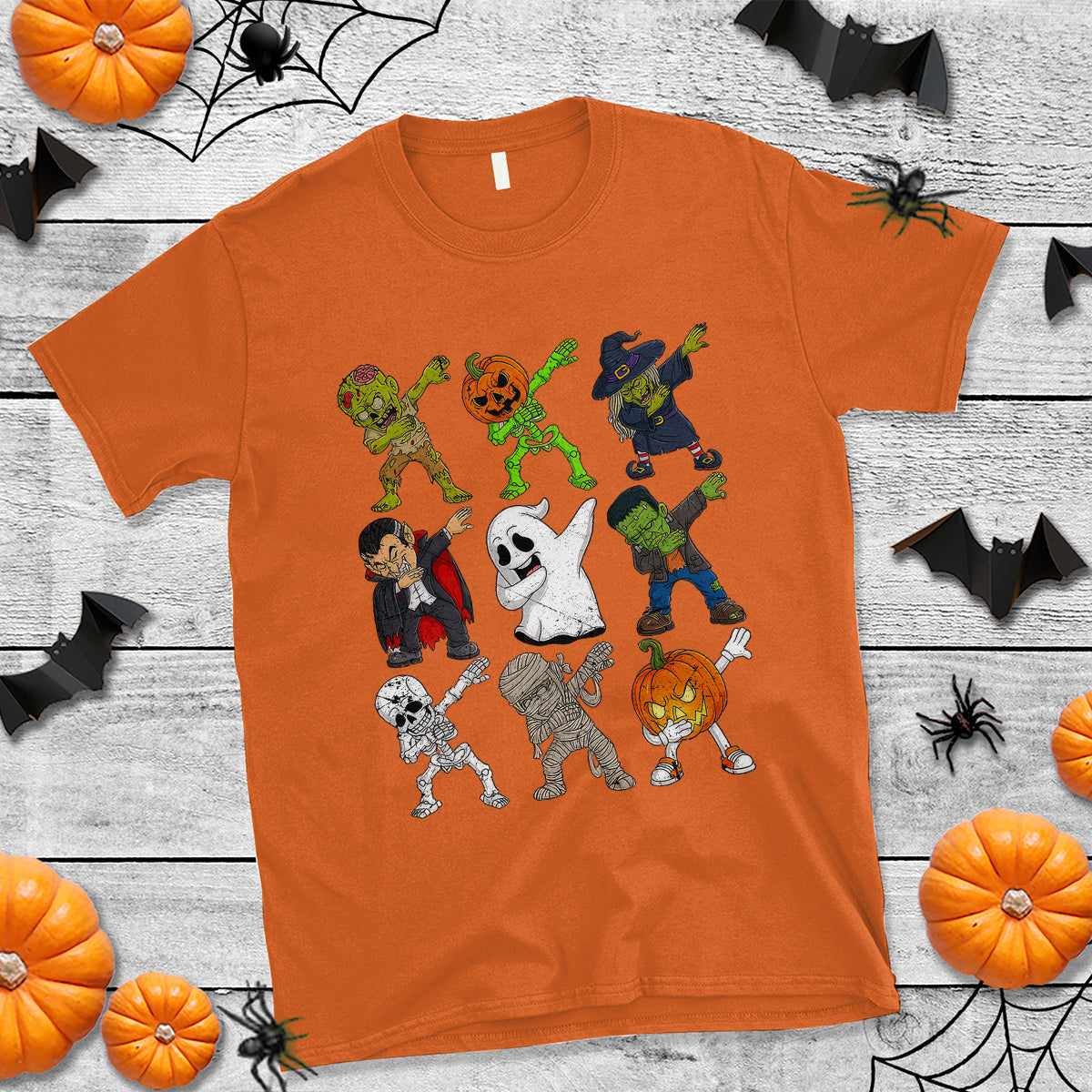 Halloween Costume T Shirt Spooky Dabbing Skeleton Zombie Scary Pumpkin - Wonder Print Shop