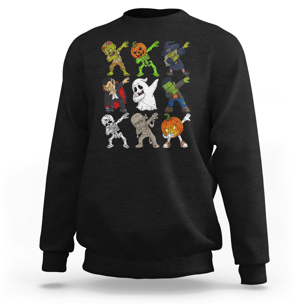 Halloween Costume Sweatshirt Spooky Dabbing Skeleton Zombie Scary Pumpkin - Wonder Print Shop