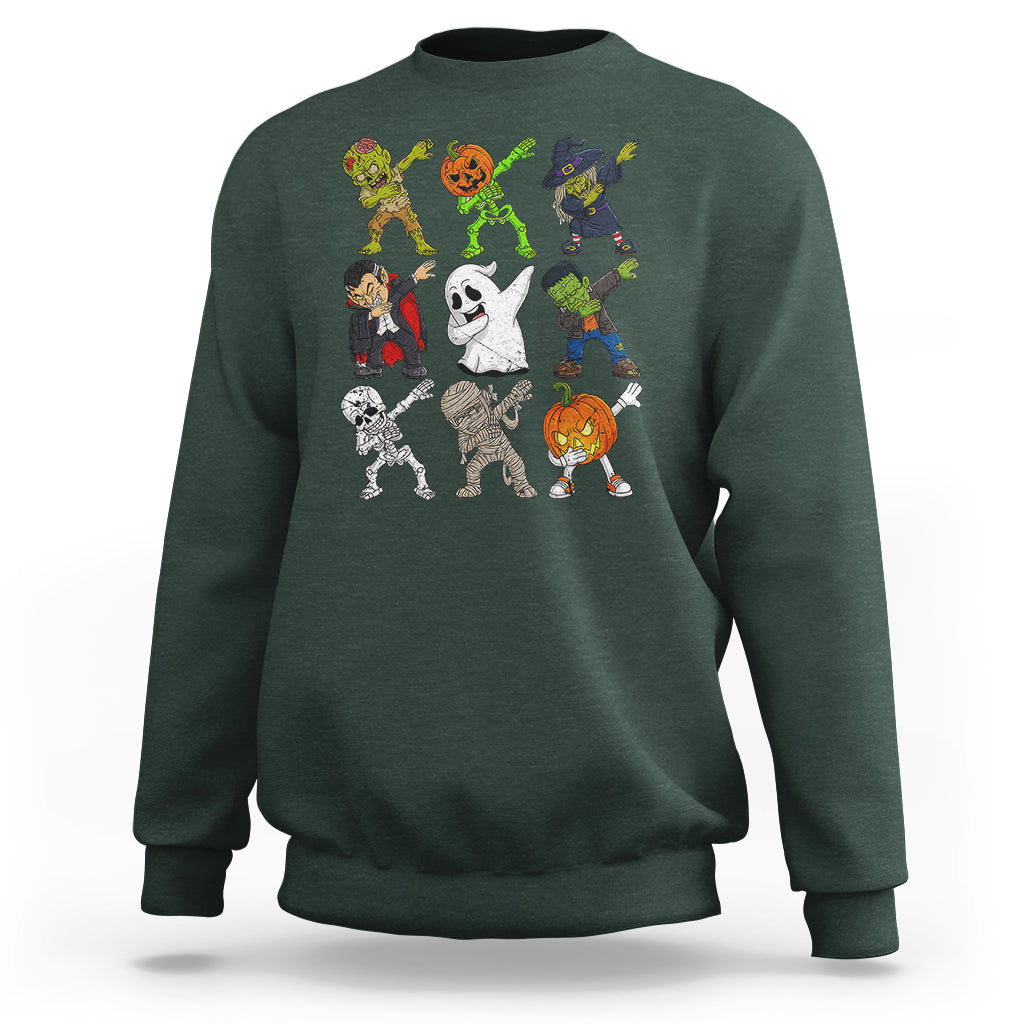Halloween Costume Sweatshirt Spooky Dabbing Skeleton Zombie Scary Pumpkin - Wonder Print Shop