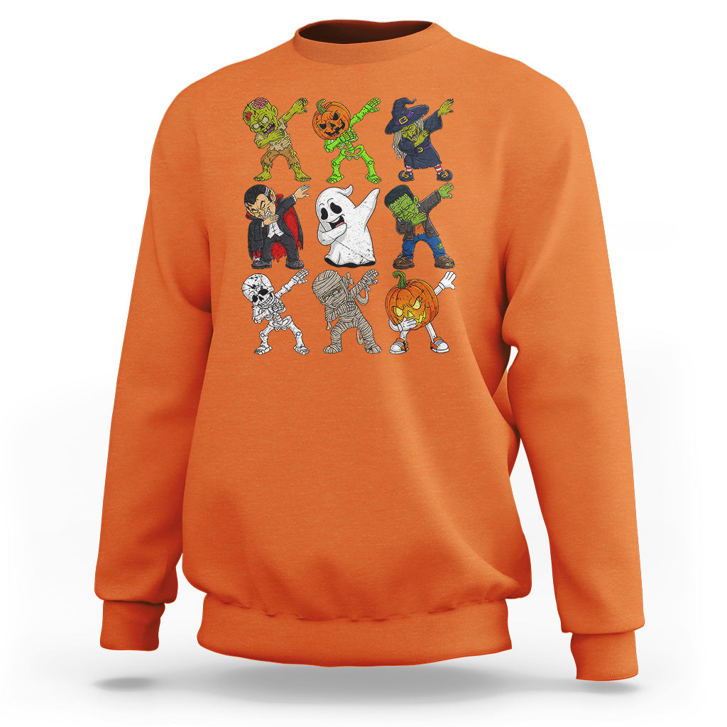 Halloween Costume Sweatshirt Spooky Dabbing Skeleton Zombie Scary Pumpkin - Wonder Print Shop