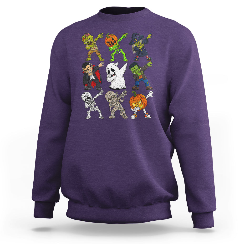 Halloween Costume Sweatshirt Spooky Dabbing Skeleton Zombie Scary Pumpkin - Wonder Print Shop