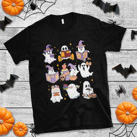 Halloween Reading T Shirt Reading Books Boo Sheet Ghosts Teacher Librarian - Wonder Print Shop