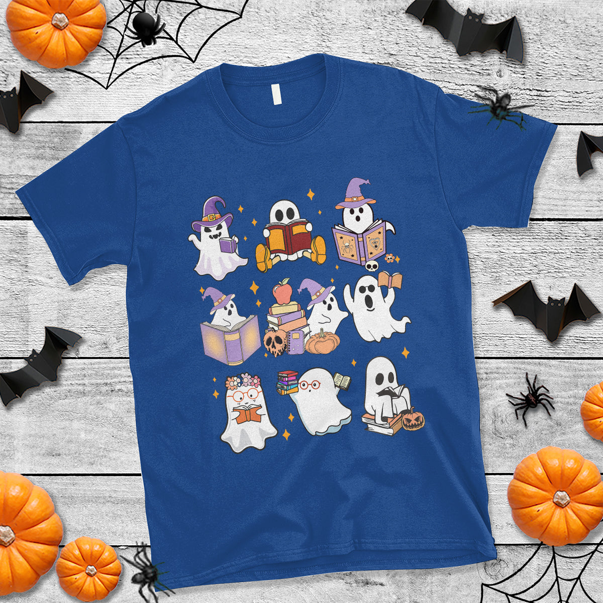 Halloween Reading T Shirt Reading Books Boo Sheet Ghosts Teacher Librarian - Wonder Print Shop