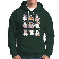 Halloween Reading Hoodie Reading Books Boo Sheet Ghosts Teacher Librarian - Wonder Print Shop