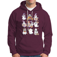 Halloween Reading Hoodie Reading Books Boo Sheet Ghosts Teacher Librarian - Wonder Print Shop