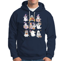 Halloween Reading Hoodie Reading Books Boo Sheet Ghosts Teacher Librarian - Wonder Print Shop
