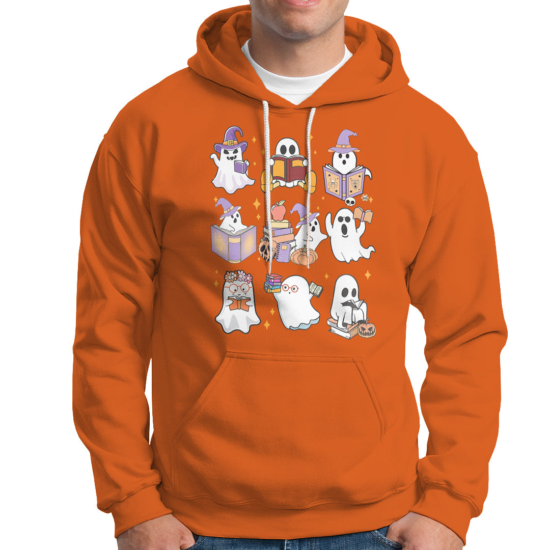 Halloween Reading Hoodie Reading Books Boo Sheet Ghosts Teacher Librarian - Wonder Print Shop