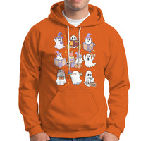 Halloween Reading Hoodie Reading Books Boo Sheet Ghosts Teacher Librarian - Wonder Print Shop