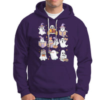 Halloween Reading Hoodie Reading Books Boo Sheet Ghosts Teacher Librarian - Wonder Print Shop