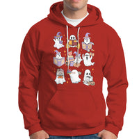 Halloween Reading Hoodie Reading Books Boo Sheet Ghosts Teacher Librarian - Wonder Print Shop
