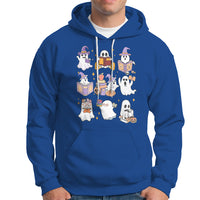Halloween Reading Hoodie Reading Books Boo Sheet Ghosts Teacher Librarian - Wonder Print Shop