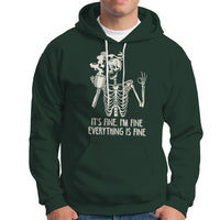 Funny Skeleton Hoodie It's Fine I'm Fine Everything's Fine Never Better Drinking Coffee - Wonder Print Shop