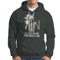 Funny Skeleton Hoodie It's Fine I'm Fine Everything's Fine Never Better Drinking Coffee - Wonder Print Shop