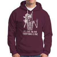 Funny Skeleton Hoodie It's Fine I'm Fine Everything's Fine Never Better Drinking Coffee - Wonder Print Shop