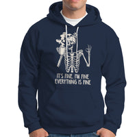 Funny Skeleton Hoodie It's Fine I'm Fine Everything's Fine Never Better Drinking Coffee - Wonder Print Shop