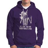Funny Skeleton Hoodie It's Fine I'm Fine Everything's Fine Never Better Drinking Coffee - Wonder Print Shop
