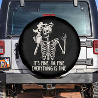 Funny Skeleton Spare Tire Cover It's Fine I'm Fine Everything's Fine Never Better Drinking Coffee