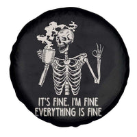 Funny Skeleton Spare Tire Cover It's Fine I'm Fine Everything's Fine Never Better Drinking Coffee