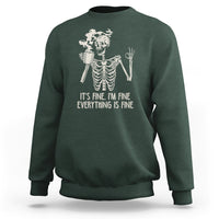 Funny Skeleton Sweatshirt It's Fine I'm Fine Everything's Fine Never Better Drinking Coffee - Wonder Print Shop