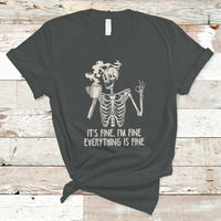 Funny Skeleton T Shirt It's Fine I'm Fine Everything's Fine Never Better Drinking Coffee - Wonder Print Shop