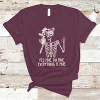 Funny Skeleton T Shirt It's Fine I'm Fine Everything's Fine Never Better Drinking Coffee - Wonder Print Shop