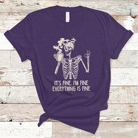 Funny Skeleton T Shirt It's Fine I'm Fine Everything's Fine Never Better Drinking Coffee - Wonder Print Shop