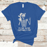 Funny Skeleton T Shirt It's Fine I'm Fine Everything's Fine Never Better Drinking Coffee - Wonder Print Shop