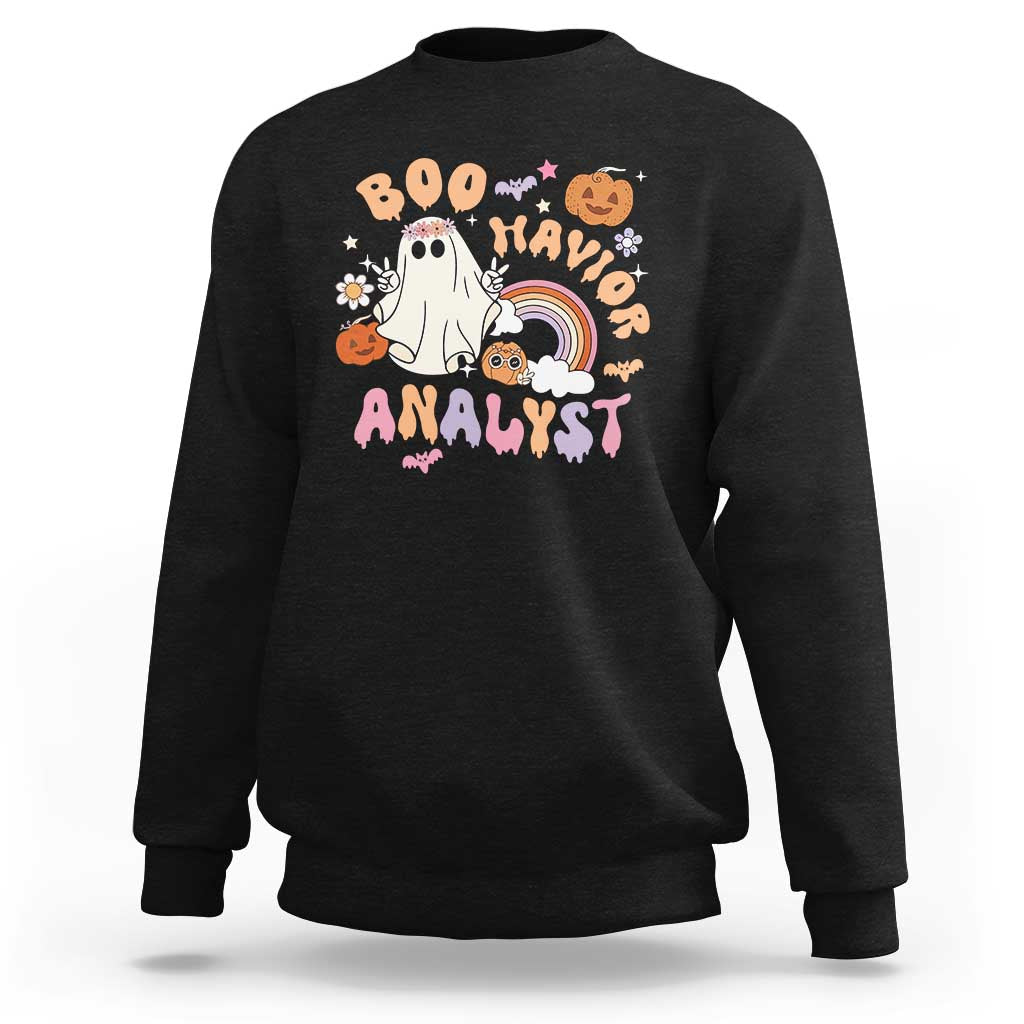 Behavior Analyst Halloween Boo Sheet Sweatshirt Boo-Havior Analyst ABA RBT BCBA Therapist - Wonder Print Shop
