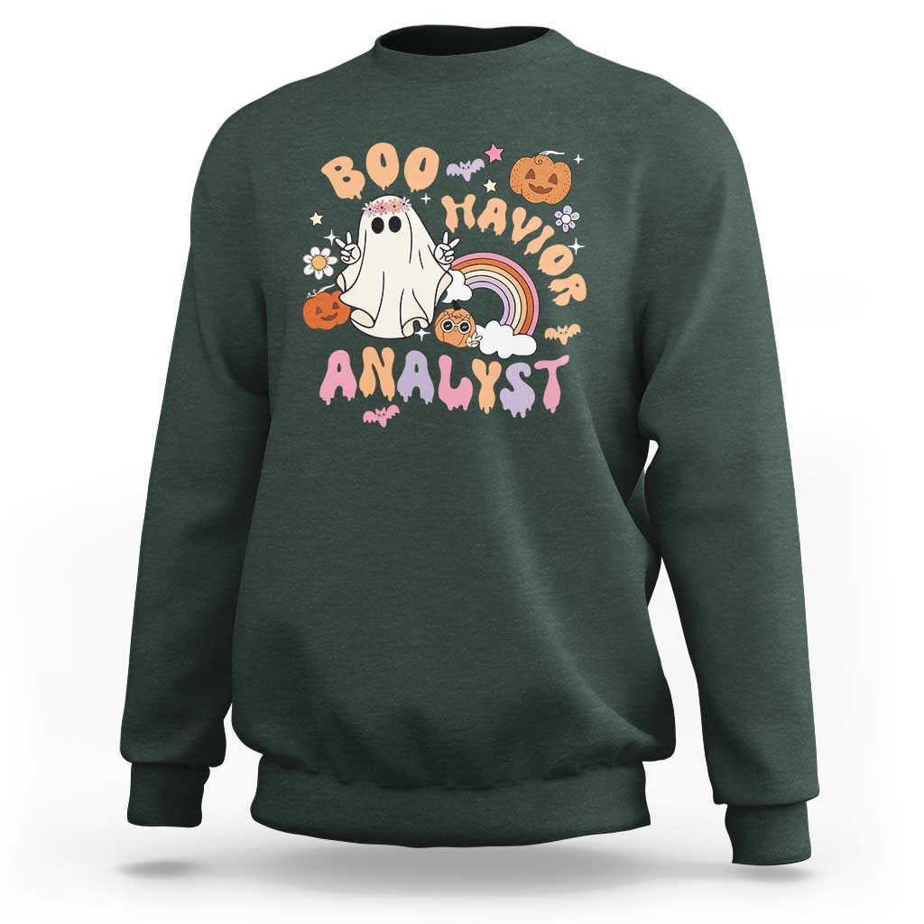Behavior Analyst Halloween Boo Sheet Sweatshirt Boo-Havior Analyst ABA RBT BCBA Therapist - Wonder Print Shop