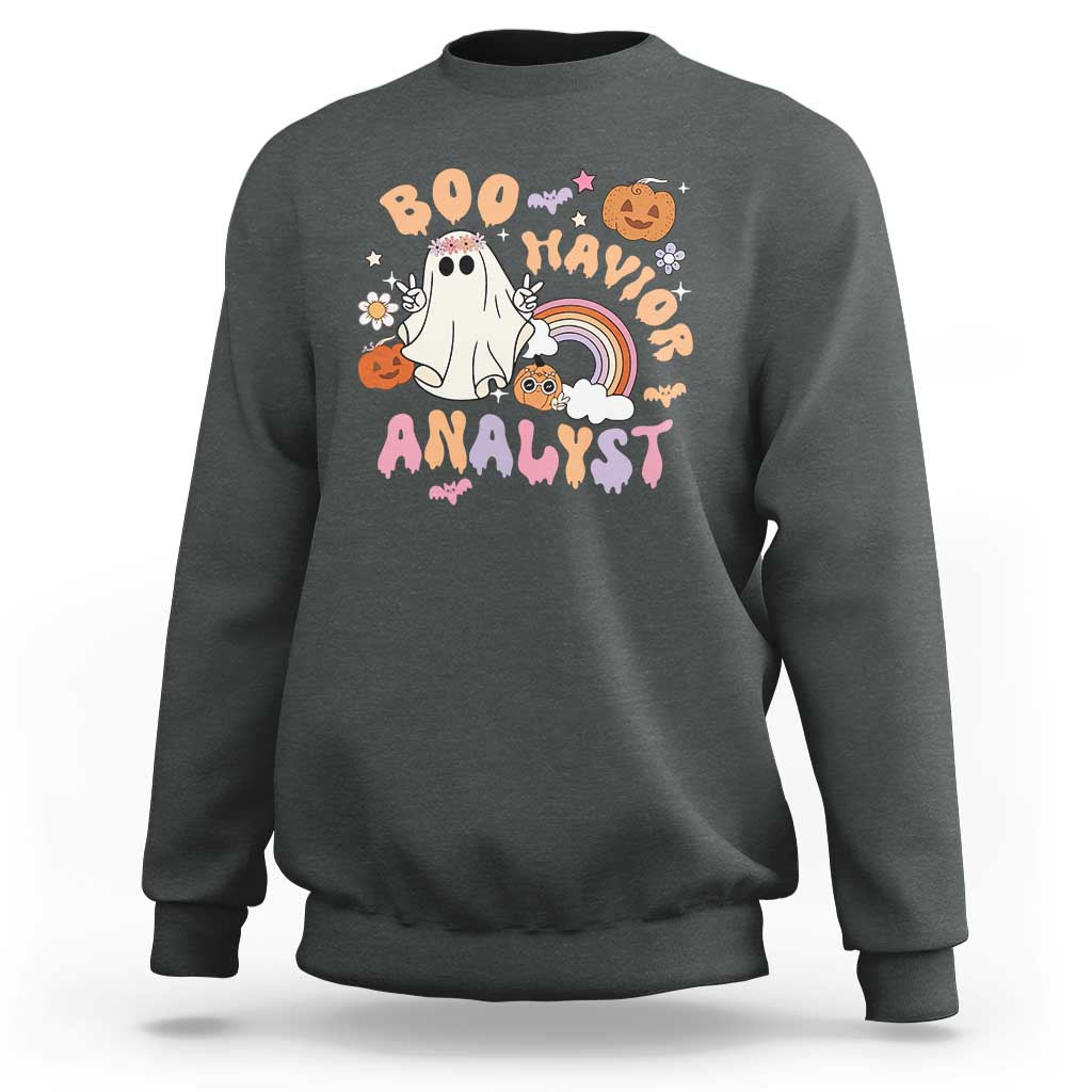 Behavior Analyst Halloween Boo Sheet Sweatshirt Boo-Havior Analyst ABA RBT BCBA Therapist - Wonder Print Shop